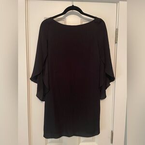 MILLY Elegant Black Dress with Flutter Sleeves Size 0